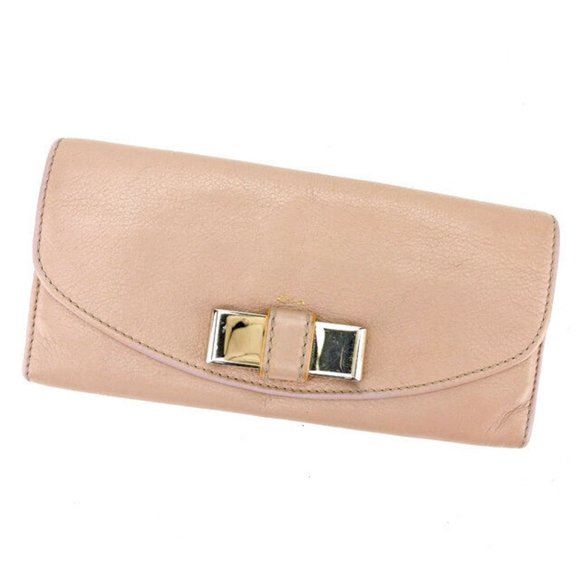 Chloe Wallet Purse Long Wallet Pink Gold Woman Authentic Used